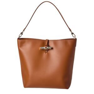 Longchamp Le Roseau Leather Shoulder Bag, Brown